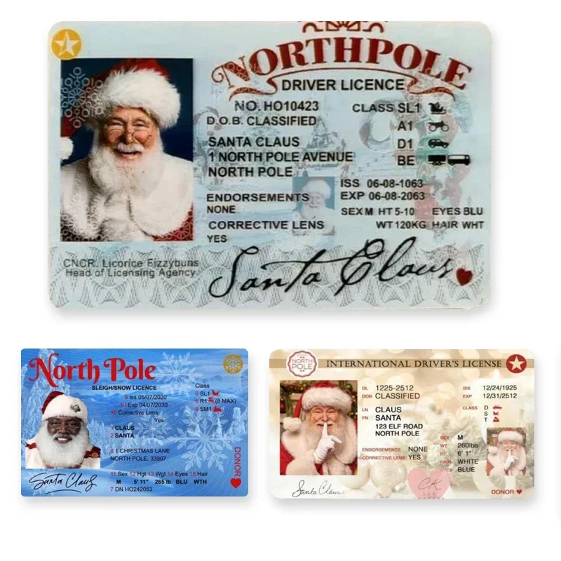 Christmas Santa Claus's Sled Drive License Card Model Toy Creative Surprise Gifts for Children Commemorative Collectible Toys