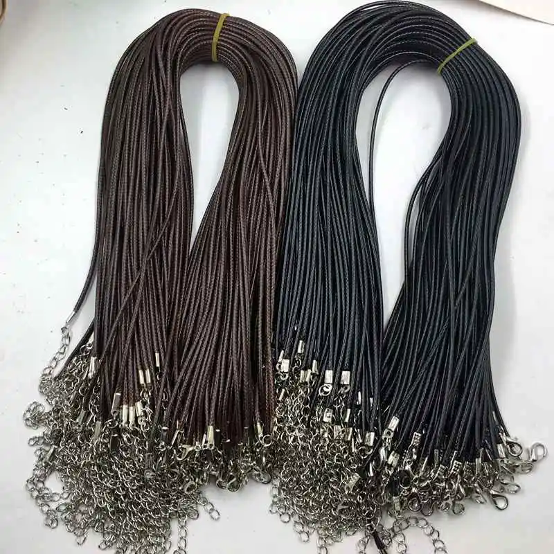

100pcs Wax Cord Necklace Korean Accessory Rope Black Pendant Wax Rope 2.0/1.5mm Ornament