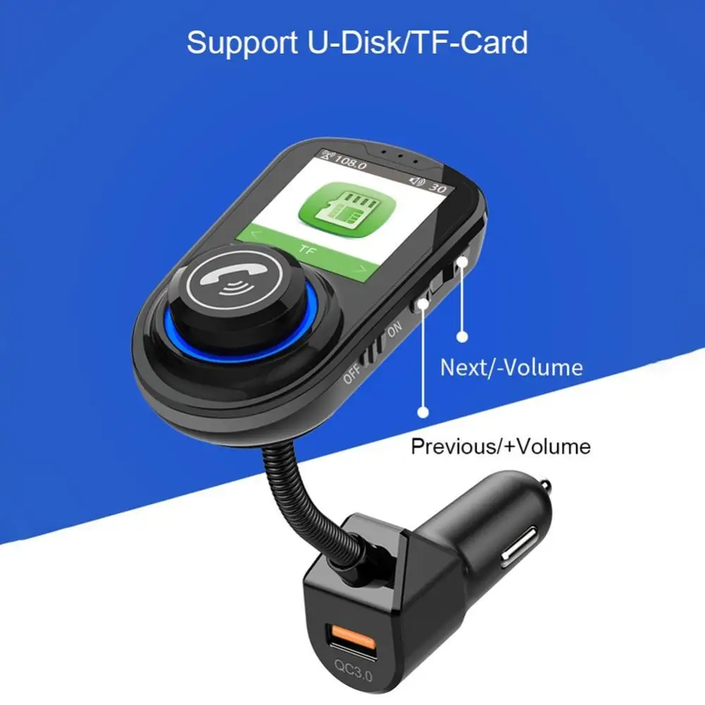 Car MP3 Music Player Bluetooth 5.0 receiver FM transmitter Dual USB QC3.0 Charger U disk / TF Card lossless Music fm transmitter bluetooth wireless car kit handsfree dual usb car fast charger 3 1a mp3 music tf card u disk aux player colorful