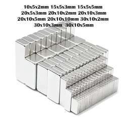 Super Powerful Neodymium Block Magnets - Strong Permanent Magnets (10Pcs 20x10x2mm)