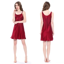 

100 Silk Nightgown Women Night Dress Sleepwear Girls Mini 19 momme Scoop Neck Women's Clothing Free Shipping