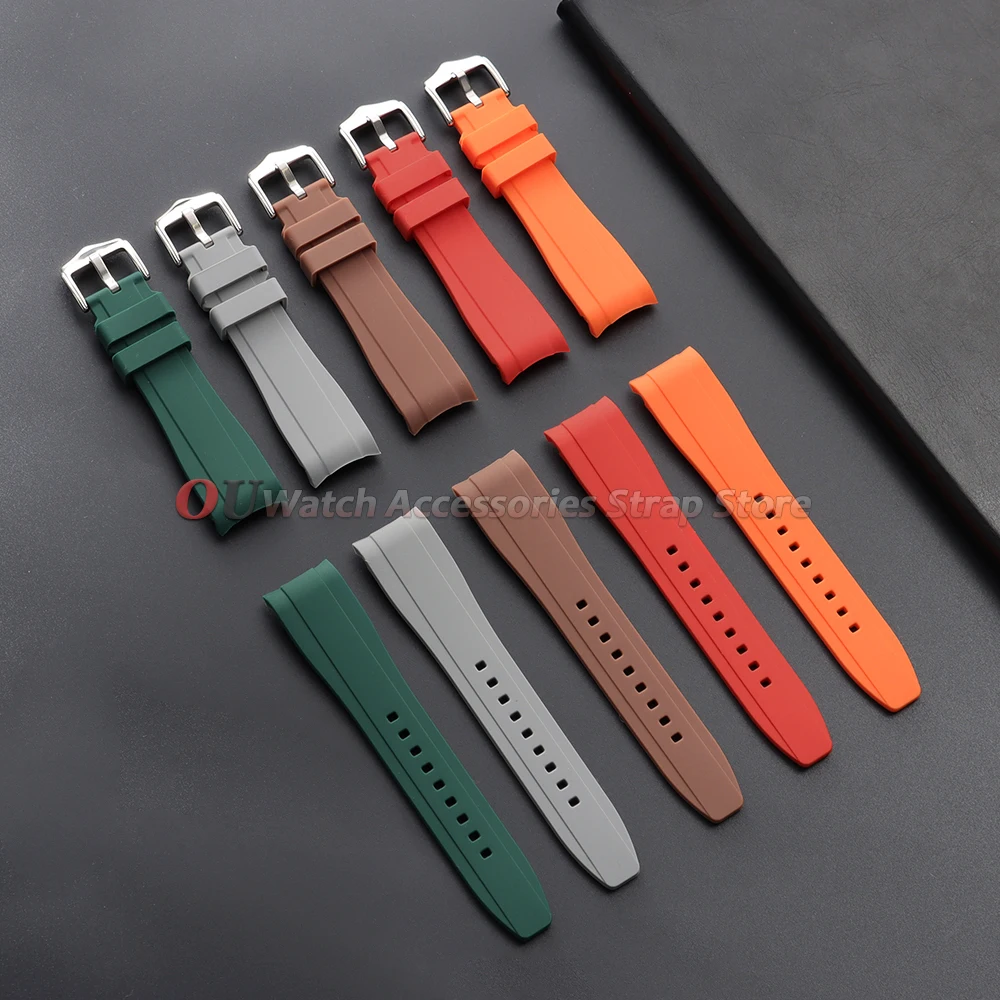 Universal Waterproof Silicone Sport Watch Band - Curved End Rubber Strap