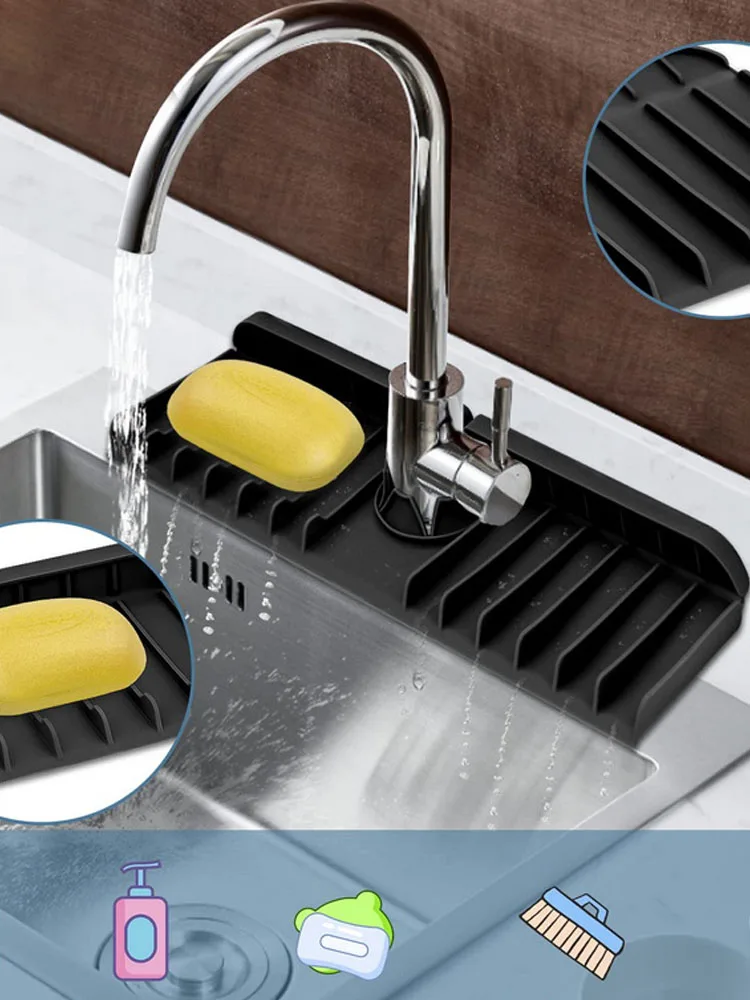 Faucet Drain Pad Silicone Faucet splash Kitchen sink drying Water block