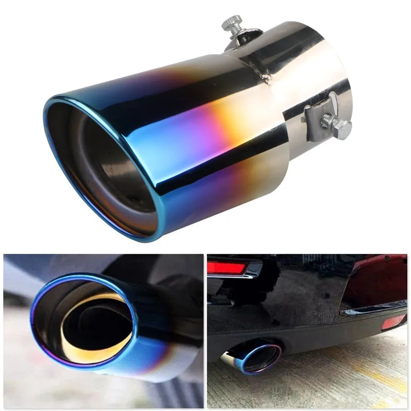 Universal Car Muffler Exhaust Tip Stainless Steel Round Pipe Chrome Tail Accessories Silver |