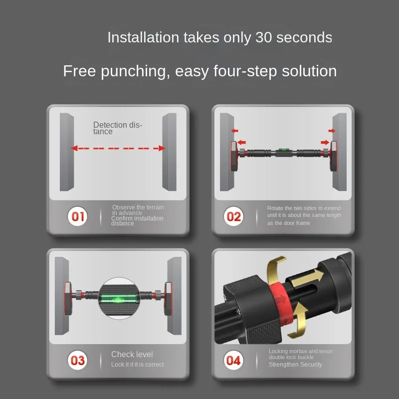 Anti Drop Indoor Horizontal Bar Home No Punching Wall-mounted Pull Up Bar Corridor Fitness Horizontal Doorway Pull Up Bar