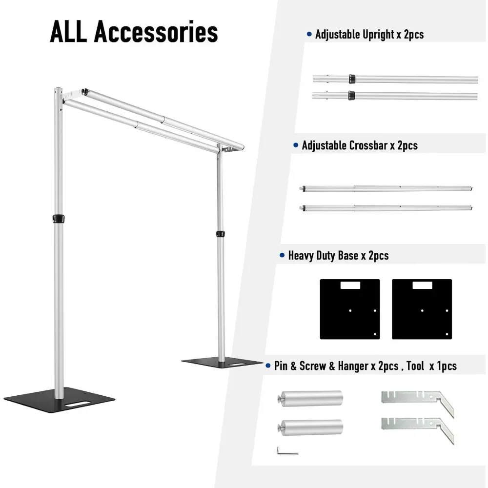 10x10Ft Double Crossbar Pipe and Drape Kit Heavy Duty Adjustable Backdrop Stand Aluminium Double Backdrop Stand photo backdrop stands