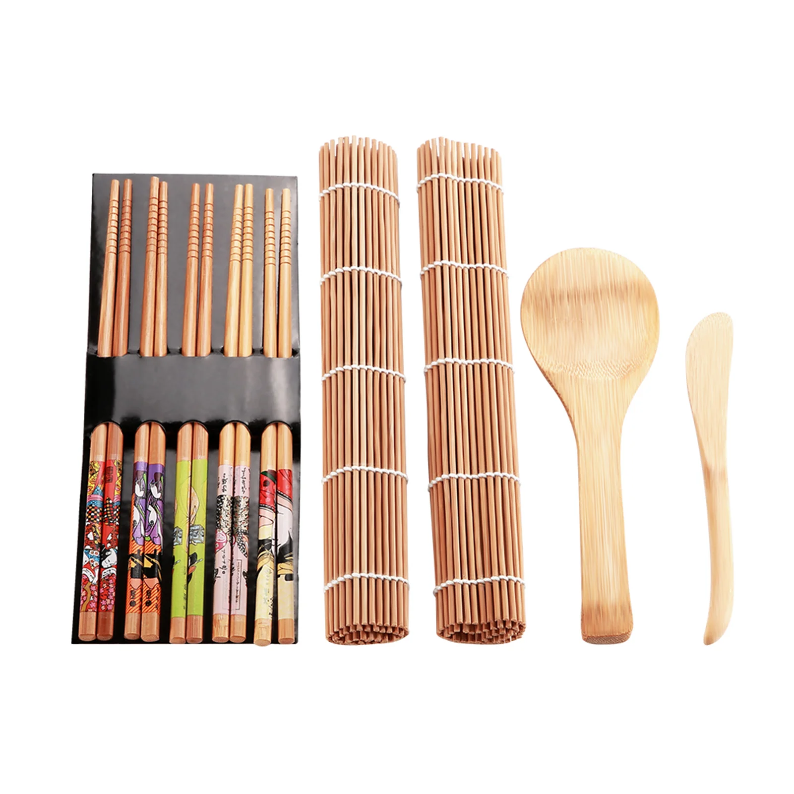 Description Picture 3 of item/set Bamboo Sushi Making Kit Family  Party Homemade Sushi Gadget For Food Lovers Sushi Kit Sushi Mat Sushi Making Kit