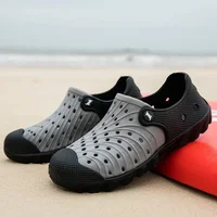 Men's Summer Breathable Korean Style Clog Shoes Plastic Beach Sandals Slip-On Anti-Slip Comfortable PU Upper Footwear