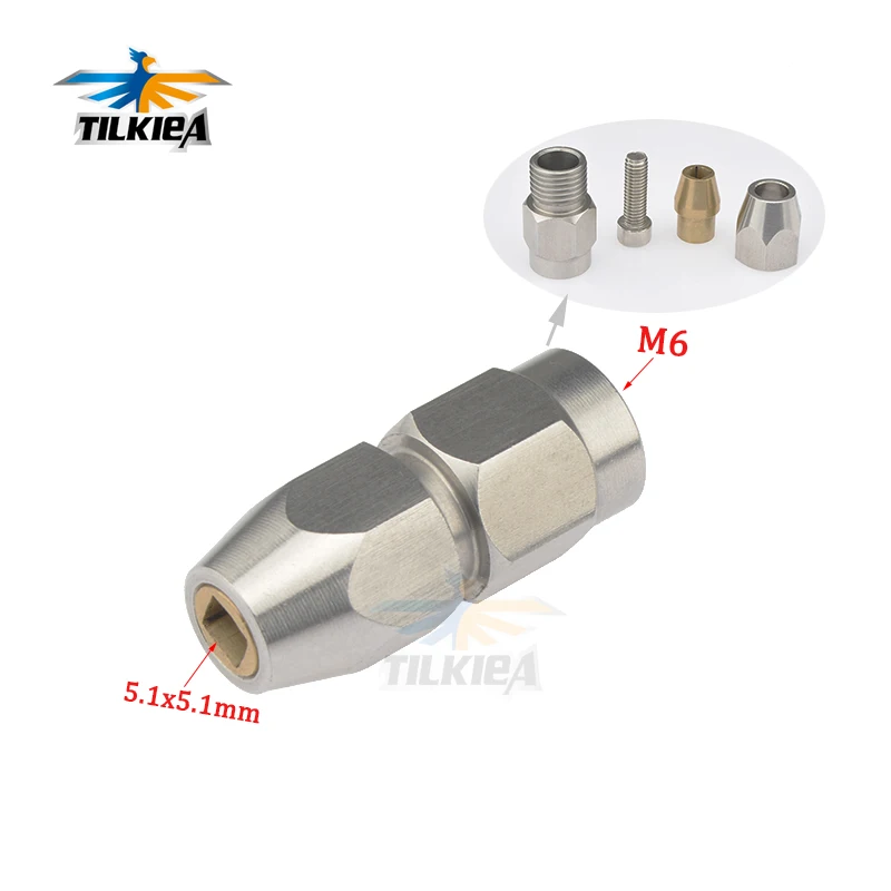 RCBoatFlexibleCouplingCNCStainlessSteelM6Square51x51mmFlex