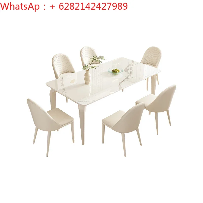 

Итальянский кремовый обеденный стол и стул для дома, Простой прямоугольный обеденный стол в западном стиле