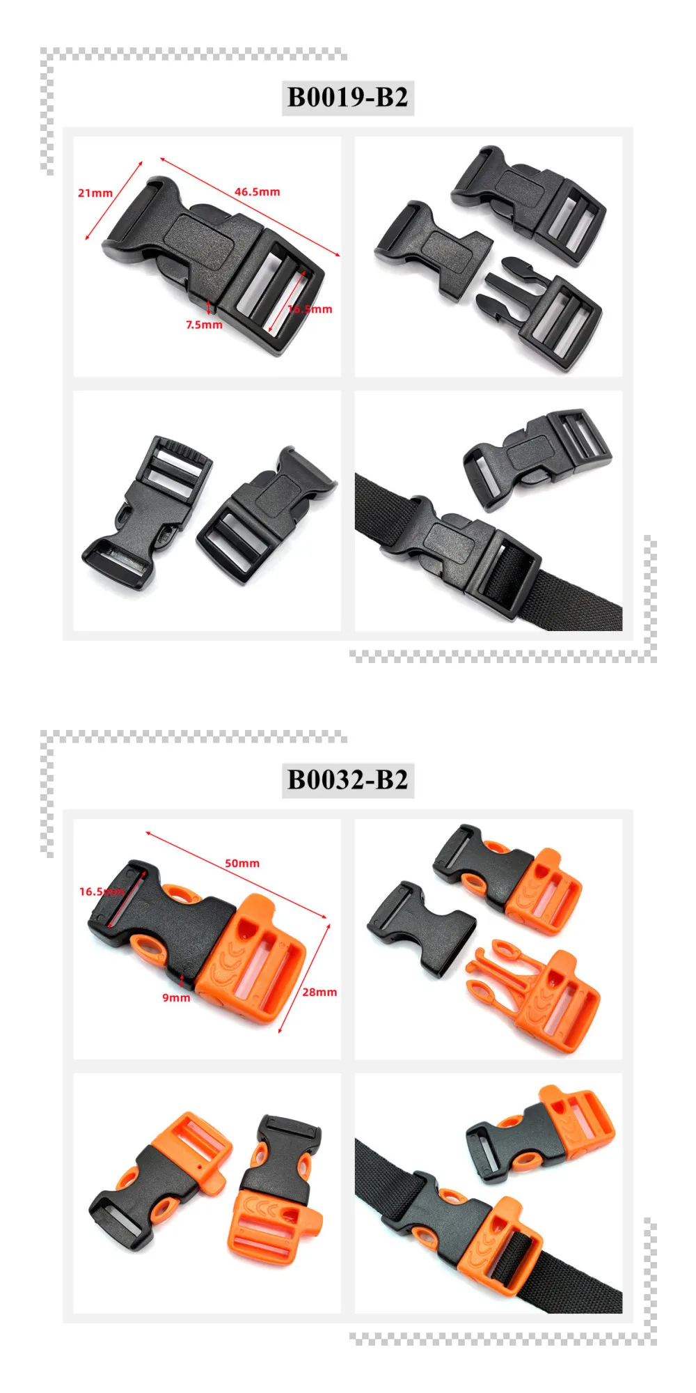 Gurtband 5/8 Zoll (15 mm) Kunststoff-Seitenschnellverschluss Schnalle DIY Haustierhalsband Outdoor Rucksack Gepäckgurt Zubehör – Detail 6