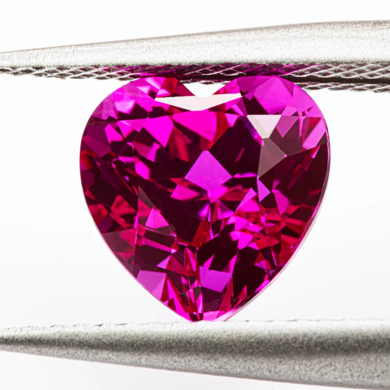 Lab Grown Sapphire Heart Shape Hot Pink Color Stone for Charms Diy Jewelry Making Necklace Earrings Selectable  AGL Certificate