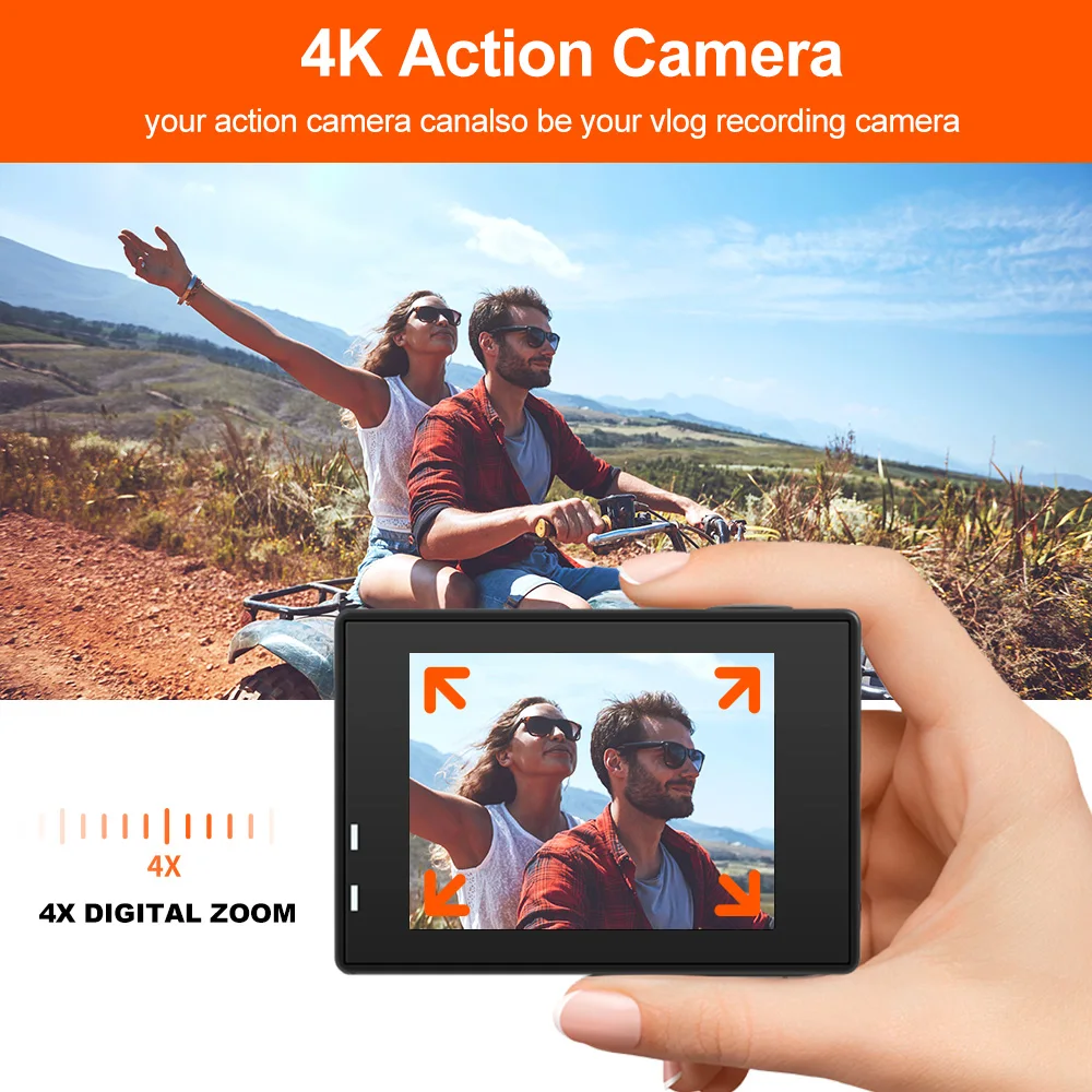 Action Camera AT-Q1 Ultra HD 4K30FPS 16.0MP Wi-Fi 2.0" Screen 170D DVR Webcam Underwater 30M Helmet Video Recording Sport Camera 6