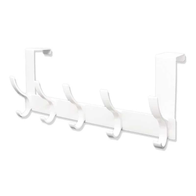 

Over Door Hanger with 5 Hooks Metal Towel Hook Holder Decorative Organizers Hanging Storage Rack for Hat/Coat/Purses P15F