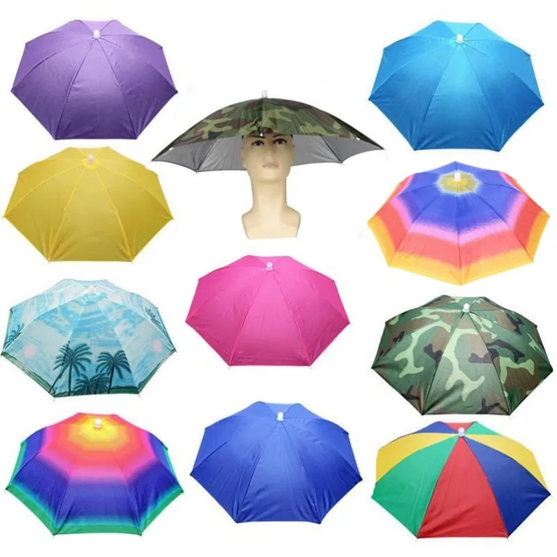 

Portable Rain Umbrella Hat Army Green Foldable Outdoor Sun Shade Waterproof Camping Fishing Headwear Cap Beach Head Hats