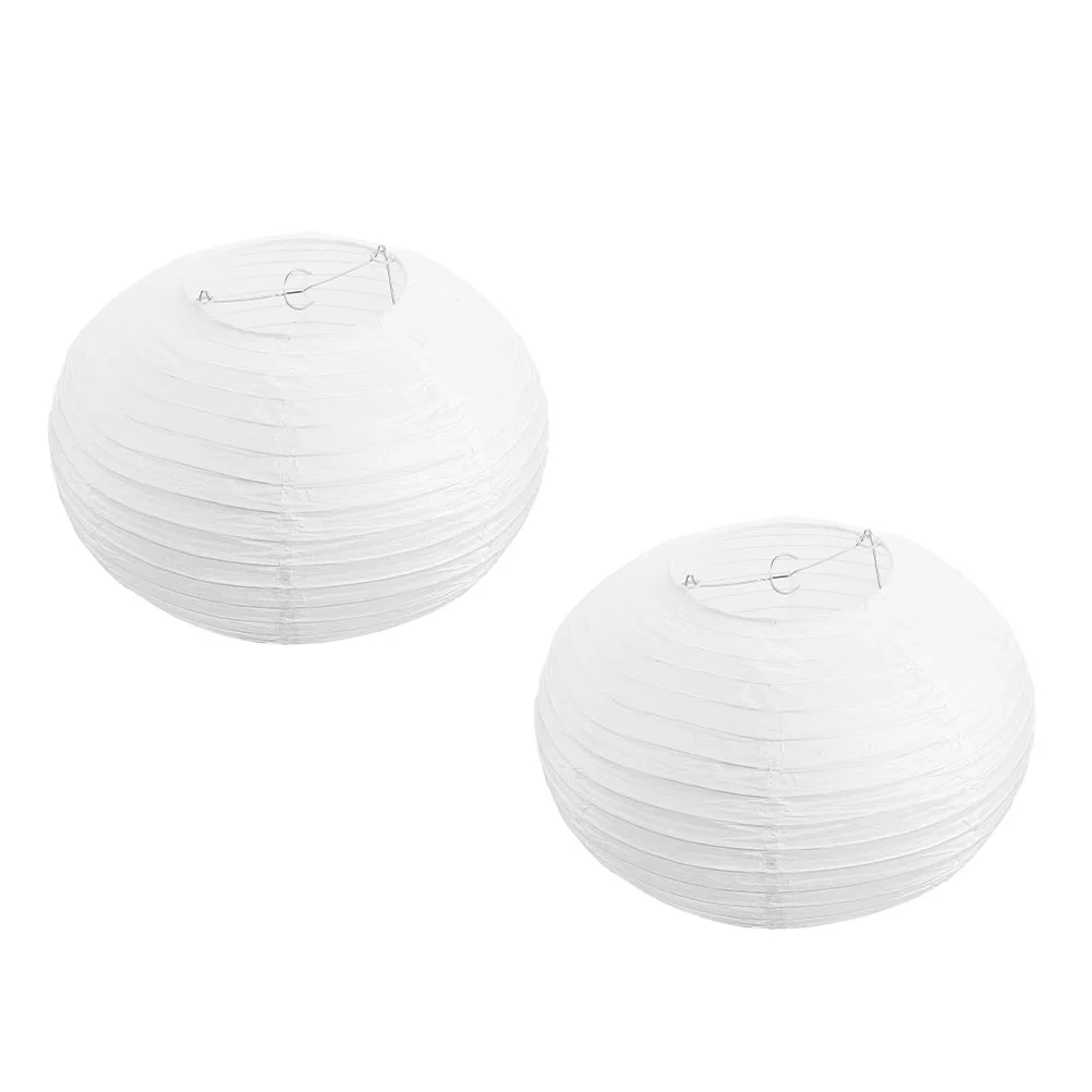 

2pcs Chinese Paper Lanterns Lampshade White Foldable Lampshades Decorative Round Paper Lanterns Japanese Paper Lanterns for