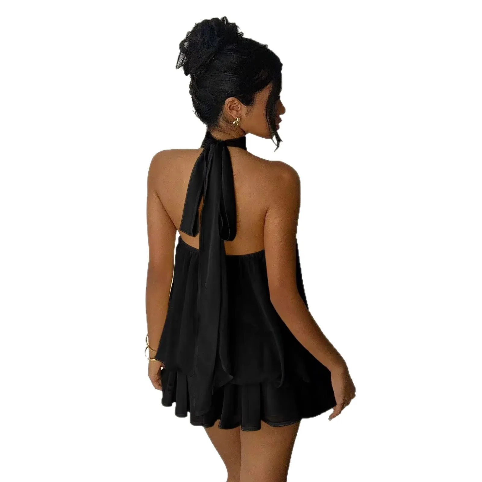 Abiti Casual da Donna, Abbigliamento Femminile Elegante per Feste, Abito Monocolore da Spiaggia, Vestito Aderente Sexy con Schiena Scoperta - immagine 5
