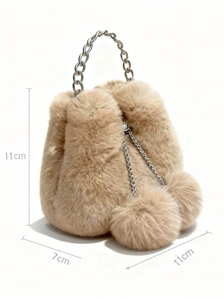 Autumn Winter Women's mini Handbag Rex rabbit fur Soft Bucket Bag Lady Purse Evening Clutch Bag Female Shoulder Crossbody Bag