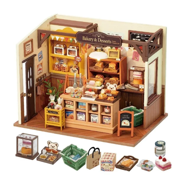 Robotime Rolife DIY Dollhouse Becka's Baking House Miniature Fantasy Magic Doll House Wooden Kit Toy 3D Wooden Puzzle for Kids