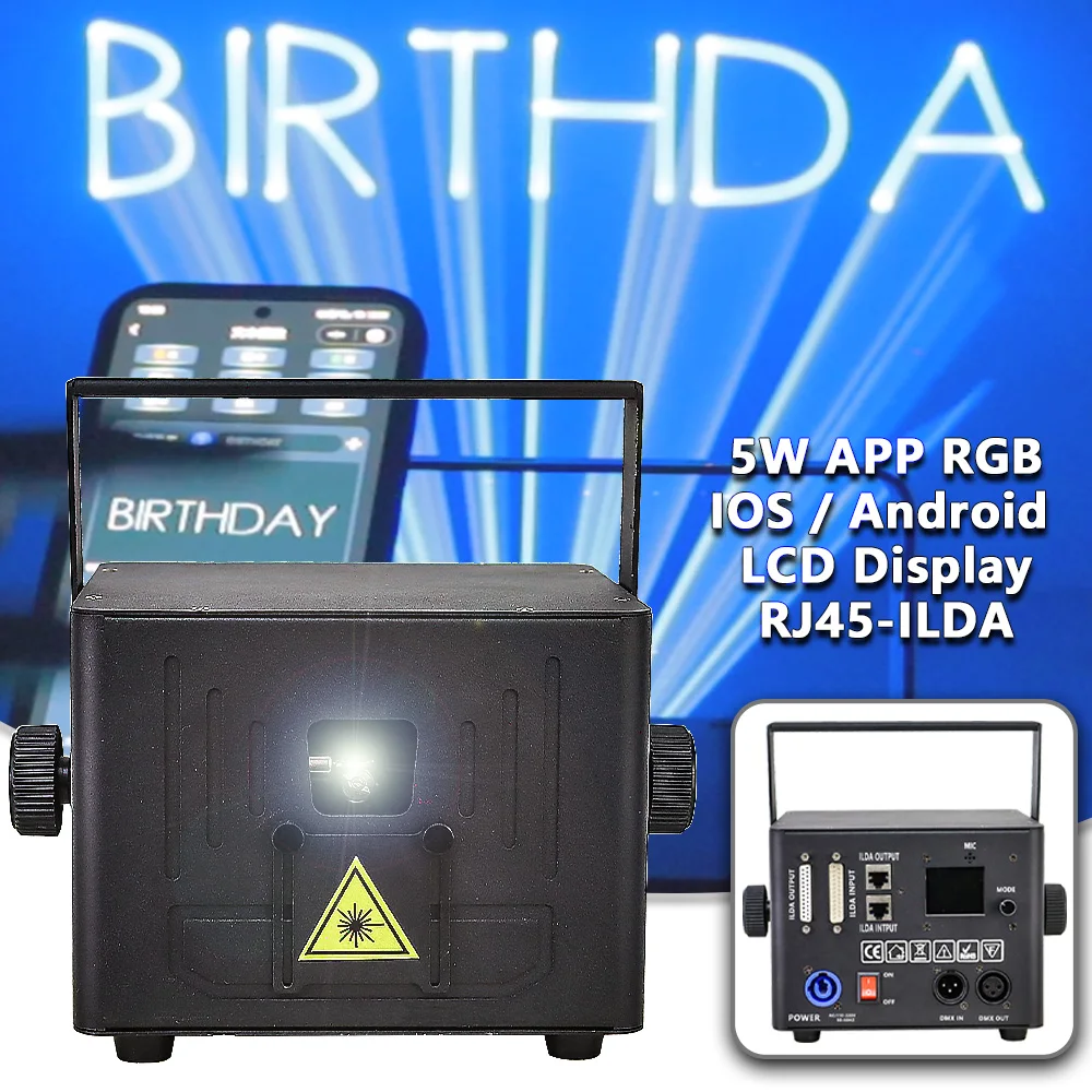 5W Full Color Laser Light Ios Android APP Control Scanner RGB Projector DMX For DJ Disco Wedding Party Performance Stage