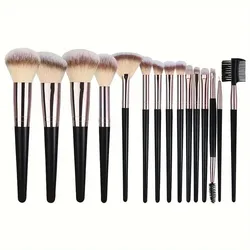 Deluxe Makeup Brush Collection - Soft & Fluffy Beauty Tool Set for Professional Application (15PCS 2)