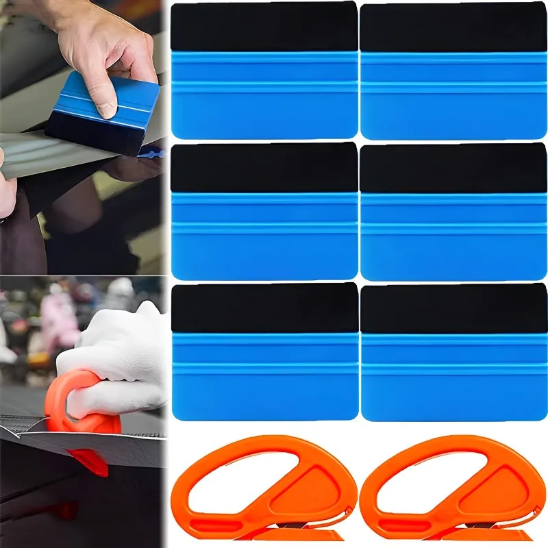 

2pcs Car Film Wrap Tools Kit Squeegee Set Carbon Fiber Film Wrapping Cutter Aid Tool Window Tinting Film Cutter Car Wrap Tools