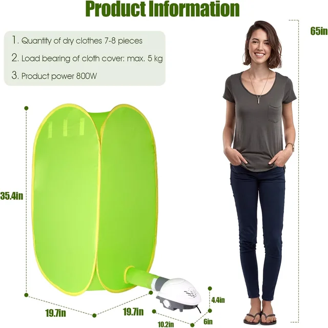 Portable Dryer for Apartments, 800W Portable Dryer for Clothes  Dryer Machine for Travel  Laundry 2