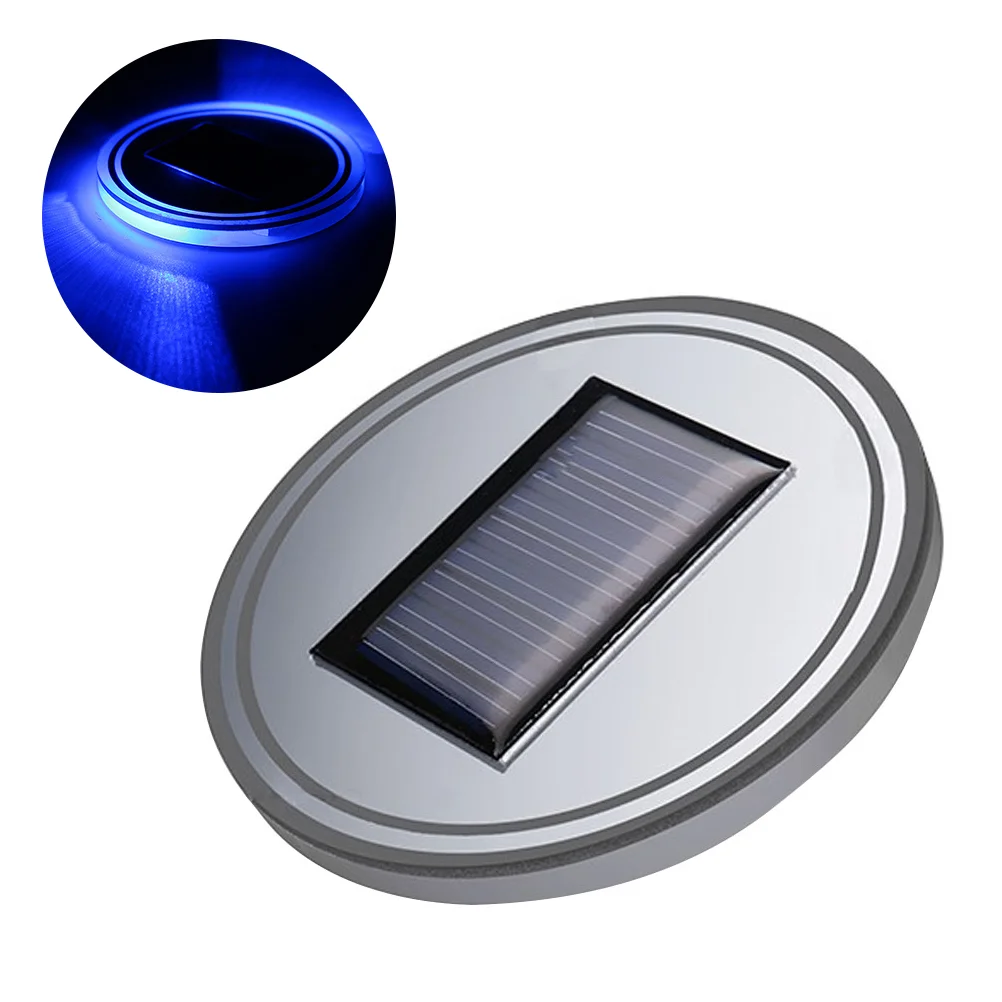 

Solar Powered LED Car Cup Holder Mat Pad Drink Bottle Coaster with Built-in Light and Sensor Car Interior Decoration (Blue)
