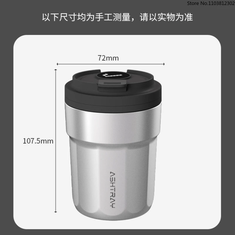 차량용 재떨이, 독창적인 커피컵 스타일, 뚜껑 포함, 7색 LED 조명, 금속 안감 및 ABS 쉘, 쓰레기 보관 컵