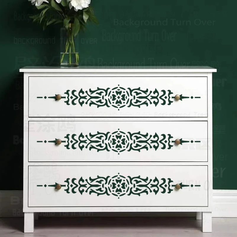 Parede Estêncil para Decoração de Pintura Aparador de Borda Damasco com Modelo Decorativo para Pintura Divisor Rococó Barroco S435 80cm 120cm