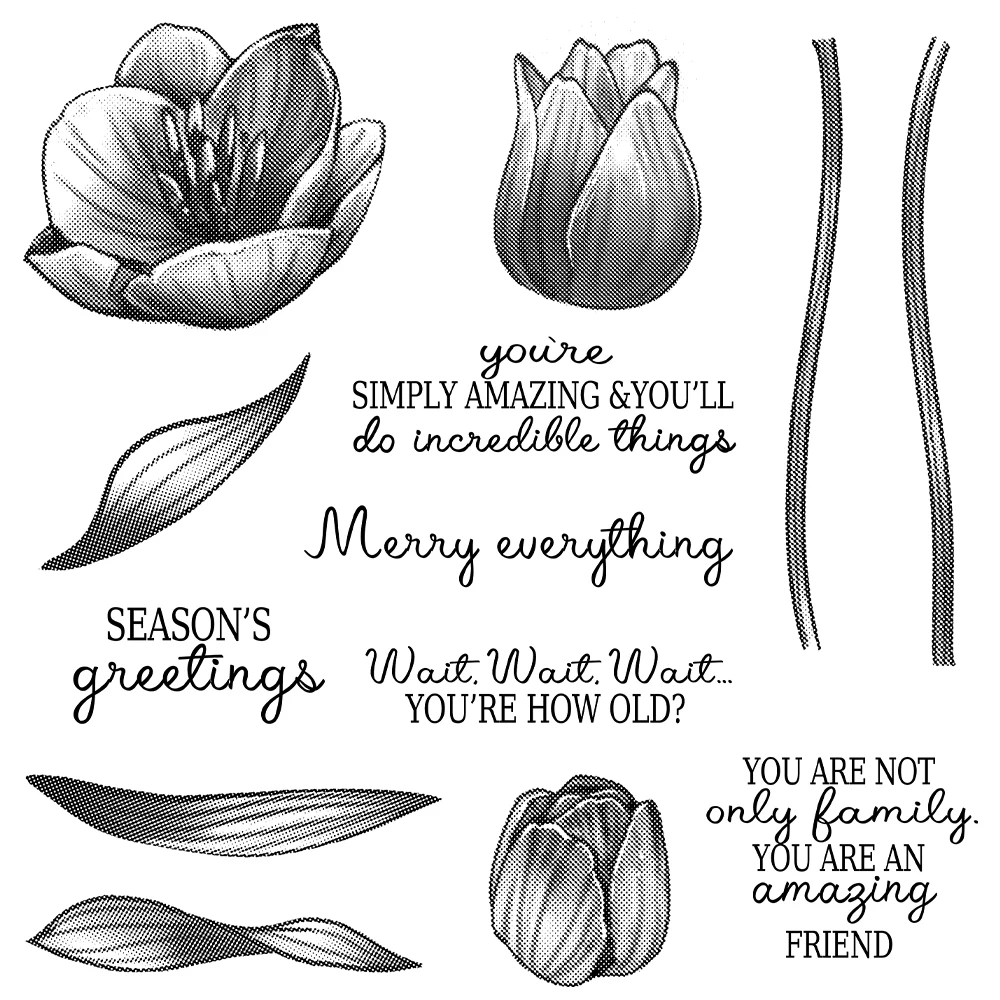 망고크래프트 아름다운 튤립 꽃 절단 투명 스탬프, DIY 스크랩북 용품, 금속 절단 다이, 카드용 실리콘 스탬프