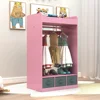 Children's Wardrobes , Dress up Storage with Mirror and Storage Bin,Kids Play Armoire Dresser with Mirror,Kids Costume Organizer 1