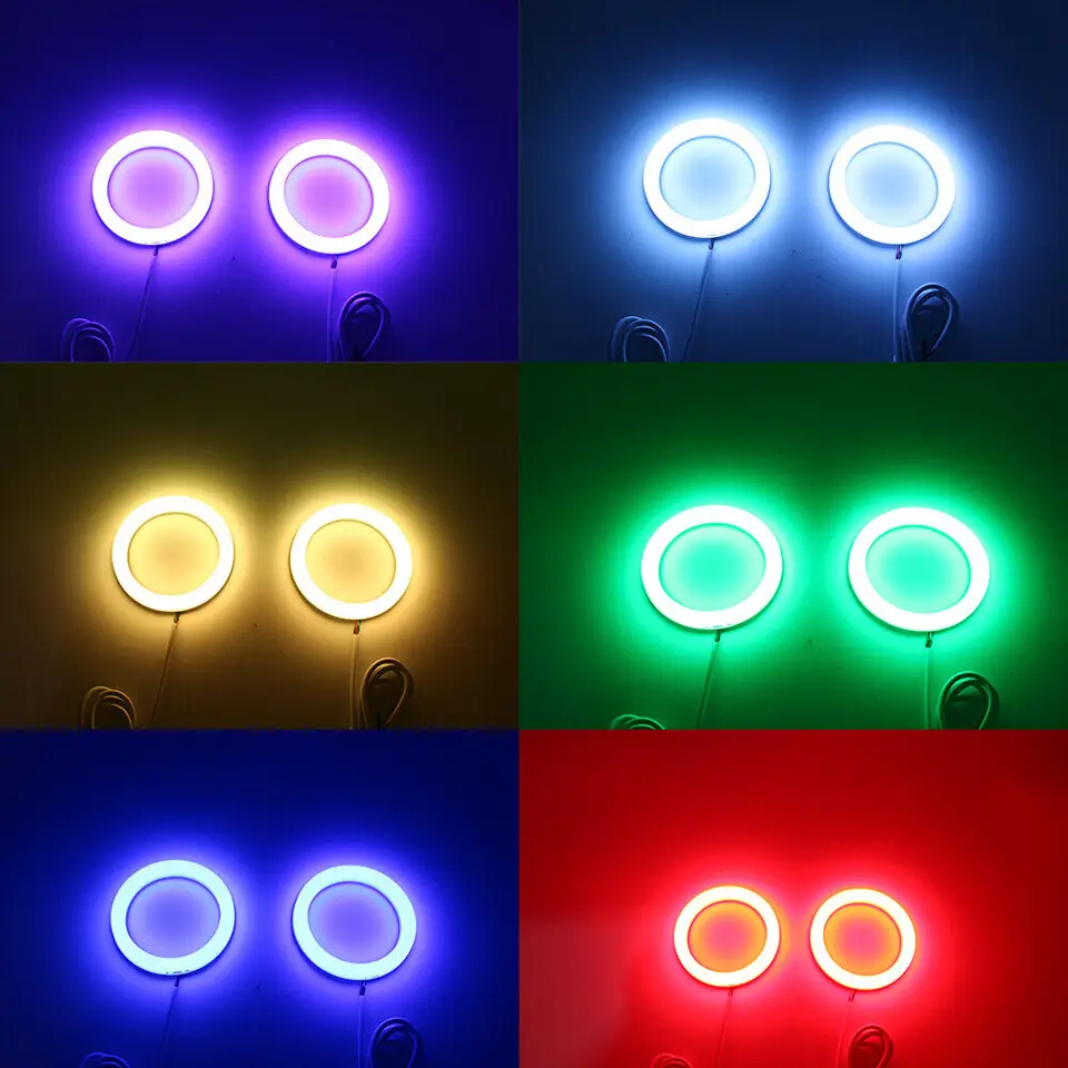 RGB Halo Ring Angel Eye DRLs For Ford Mustang GT 2005-2012 - Bluetooth App Controlled