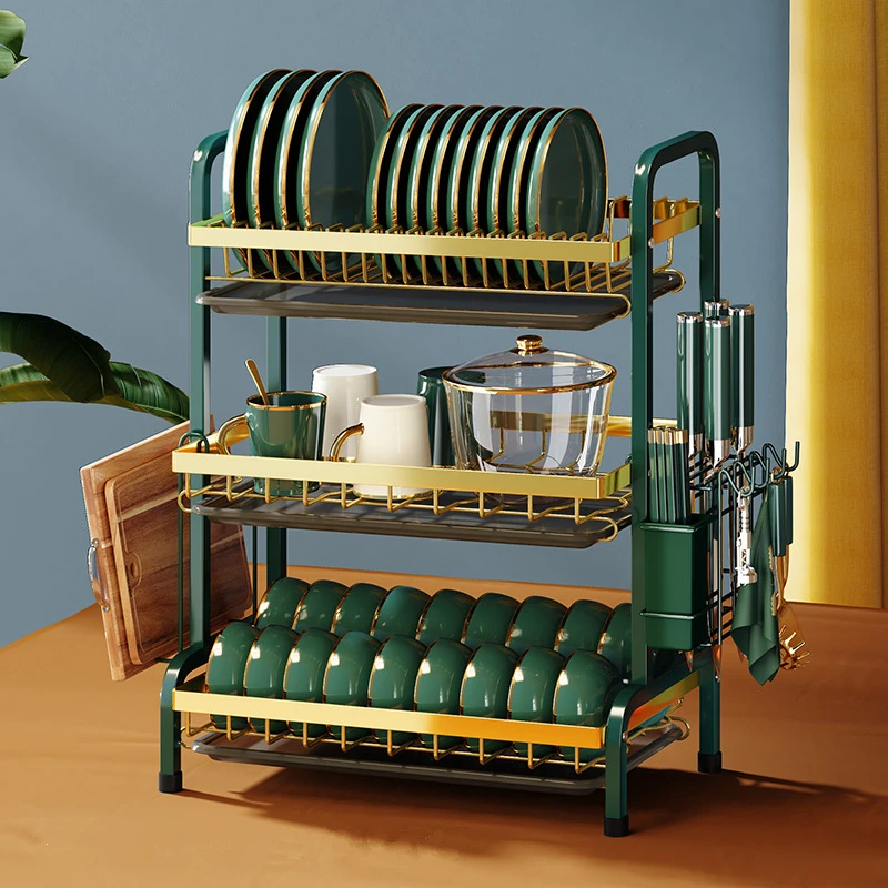 

Modern 3 Tiers Stainless Kitchen Dish Drainer Rack Plate Knife Storage Shelf Sink Drying Organizer Kitchen Accessories