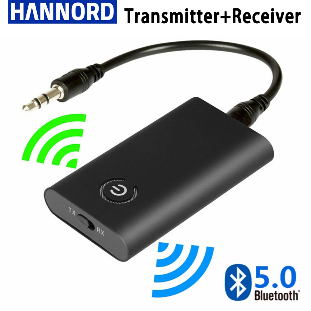 Hannord 2 v 1 bezdrátový Bluetooth 5.0 rádiový vysílač přijímač chargable audio adaptér pro TV PC auto reproduktor 3.5mm AUX hifi hudba