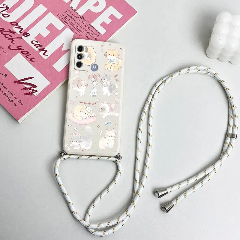 G60 Delicate Kitten Lanyard Silicone Phone Case Cover