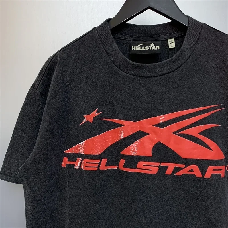 

2024ss Black Washed HELLSTAR T-Shirts Men Women 1:1 High Quality Logo Printing Oversized Short Sleeves