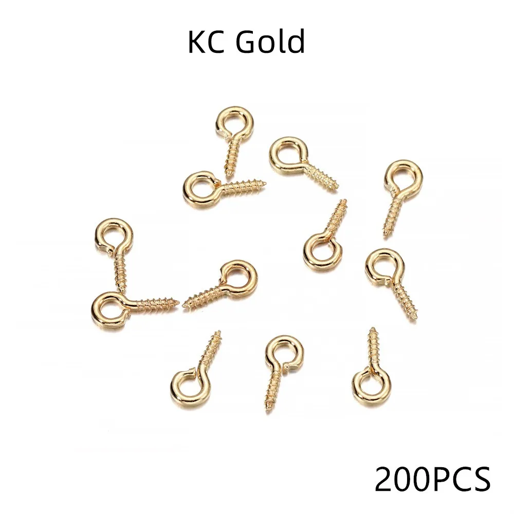 100-200pcs Small Tiny Mini Eye Pins Eyepins Hooks Eyelets Screw Threaded Gold Clasps Hooks Jewelry Findings For Making DIY 