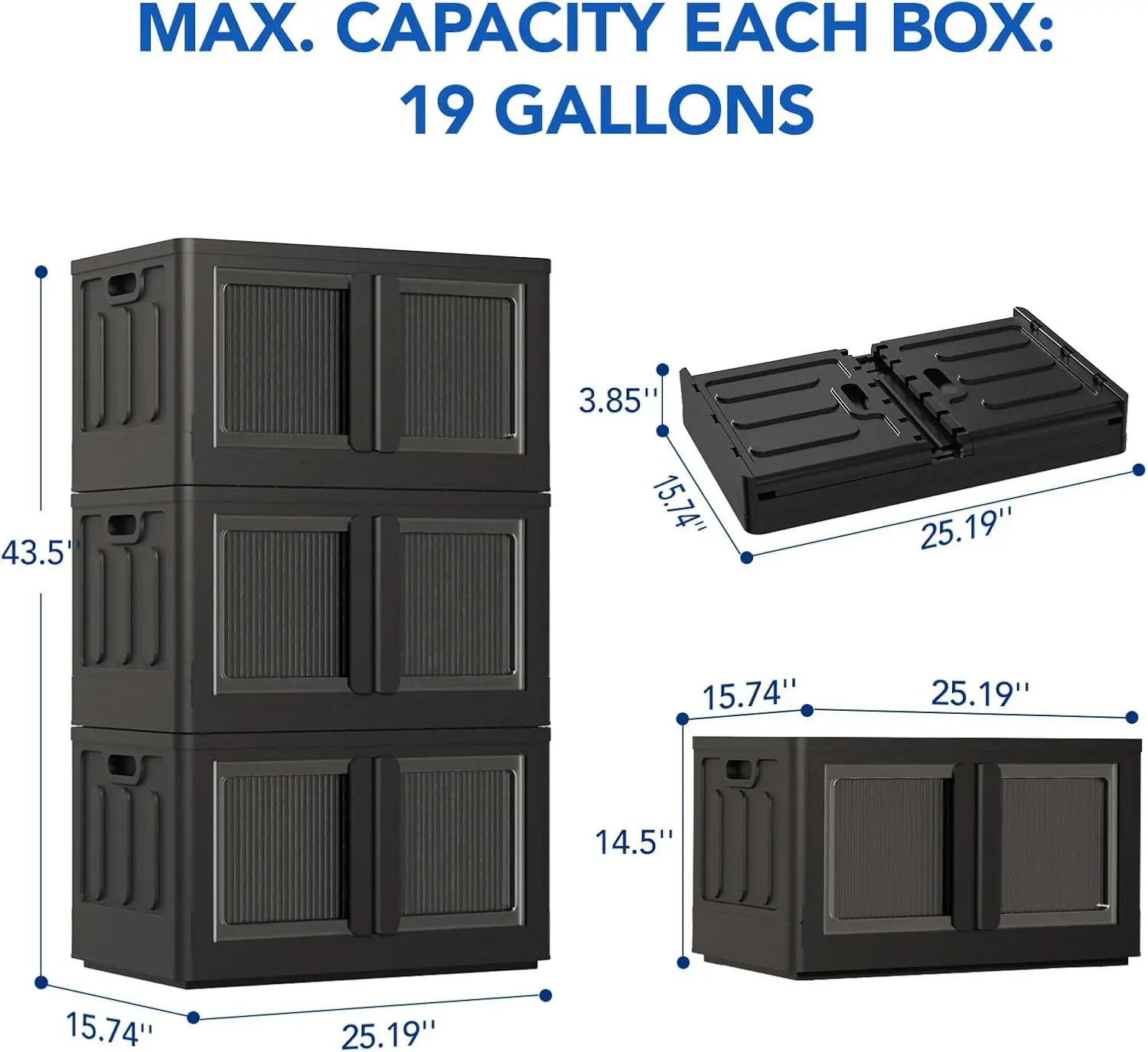 صندوق تخزين قابل للطي 72 لتر - 3 قطع