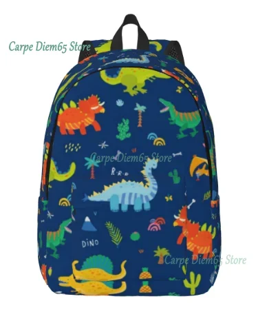 

Cute Dinosaur Canvas Backpack Women Men School Computer Bookbag College Student Daypack Bags