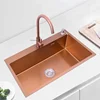 Rose Gold Stainless Steel Single Bowl Kitchen Sinks Accessory 304 Sink Bowl Kitchen Drain Basket Above Counter Sink Wash Basin 1