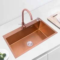 Rose Gold Stainless Steel Single Bowl Kitchen Sinks Accessory 304 Sink Bowl Kitchen Drain Basket Above Counter Sink Wash Basin 1
