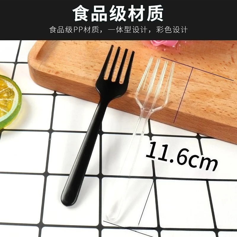 100Pcs/pack Long Handle Fork Reusable Plastic Disposable Forks Party Picnic Pack Tableware Thickening Fine Food Knife