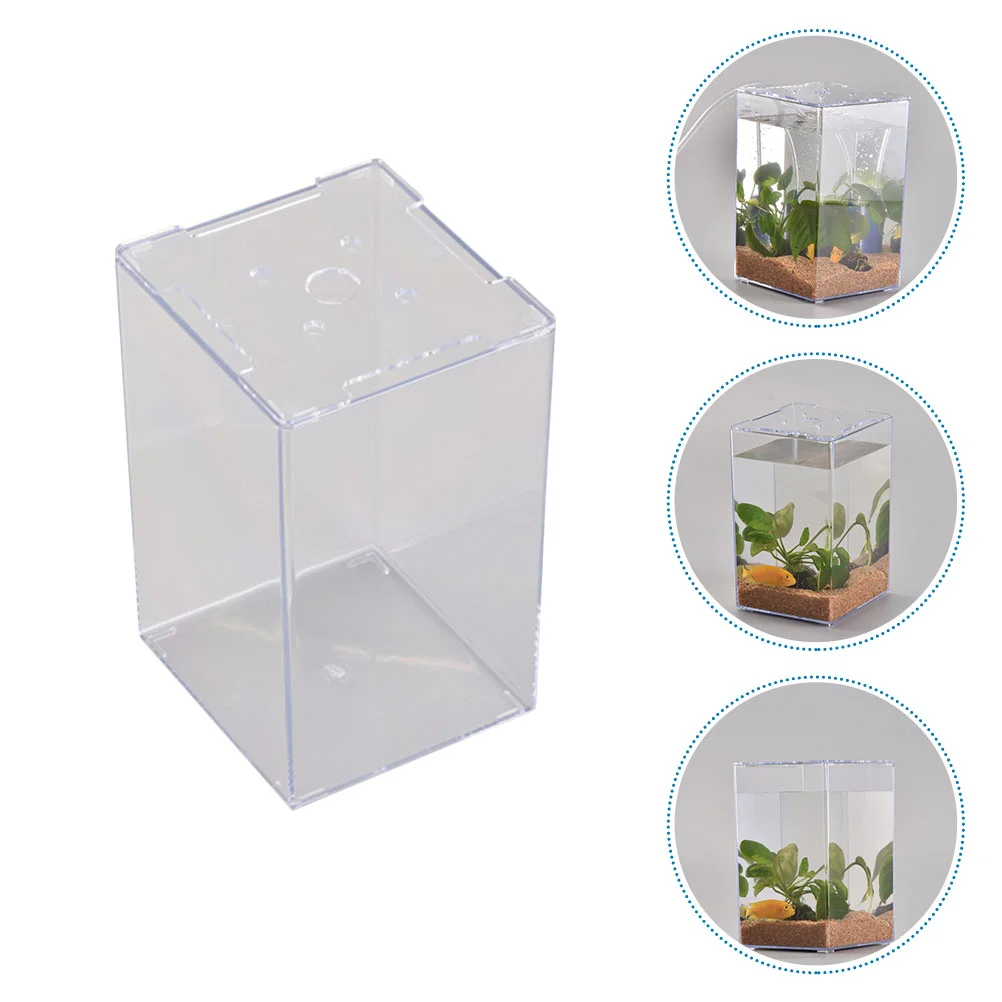 Fish Aquarium Durable Acrylic Betta Fish Tank Mini Aquarium Desktop Container Box Fish Accessory Small Tank Decorative Pet