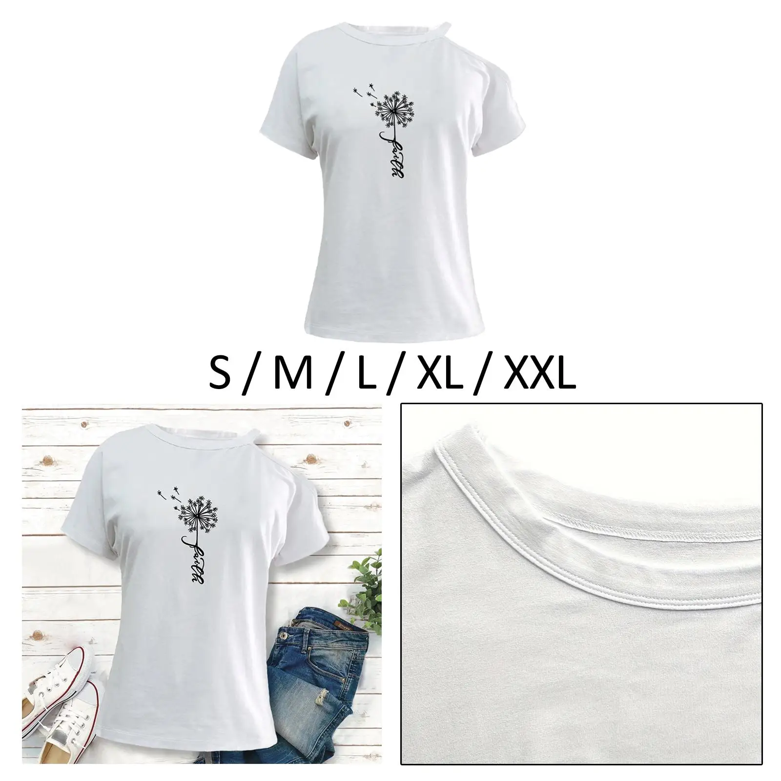 Women T Shirt Summer Tops Off Shoulder Trendy Breathable Casual Short Sleeve Tops for Shopping Vacation Street Holiday White