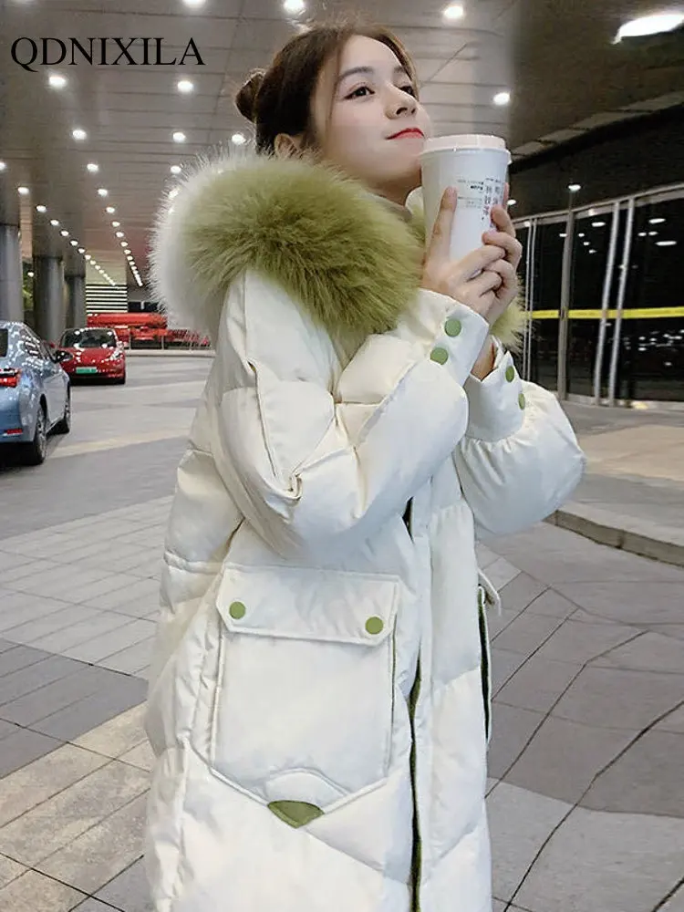 

2023 Winter Women's Parkas Long Jacket Fashion Snow Hoodie Coat Female Korean New Ladies Clothes Trend Warm Female Free Shipping