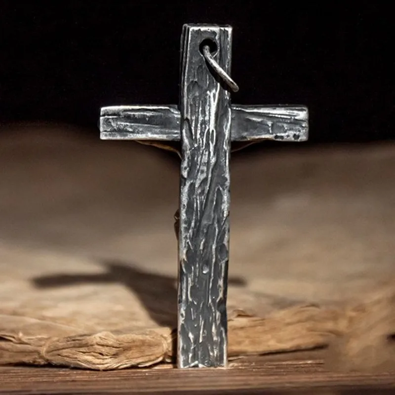 BOCAI Original Handmade Real S925 Silver Jewelry Personalized Retro Thai Trendy Jesus Cross Pendant for Man pendant necklace silver necklace