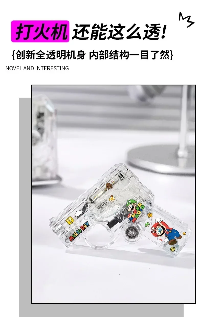 2025 New Creative Luminous Transparent Gyroscope Lighter 2-in-1 Folding Rotating Decompression Windproof Lighter Men's Gift