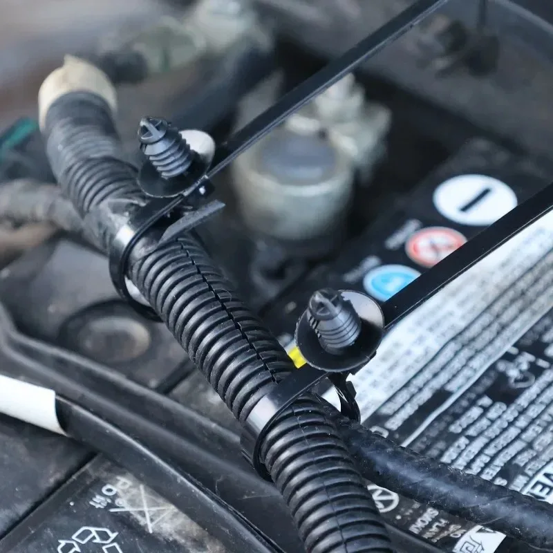 1-40Pcs Car Nylon Threaded Head Harness Cable Ties Multi-purpose Nylon Black Cable Thrust Clip Organize The Line Auto Accessorie