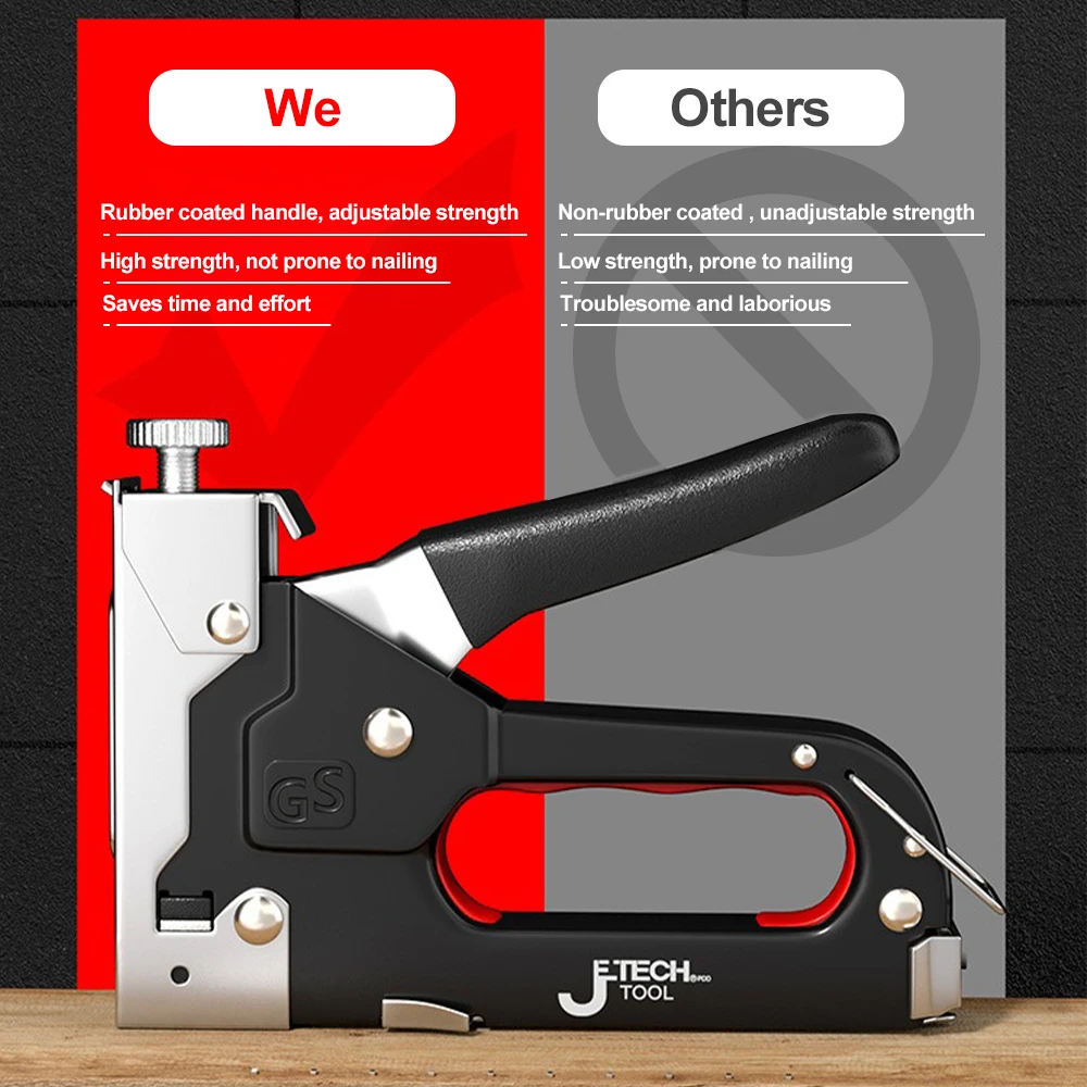 4 In 1 Manual Nailing Gun Construction Stapler Heavy Duty Air Nail Woodworking Special Staple Book Household DIY With 600 Staple 3